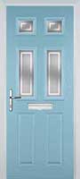 2 Panel 4 Square Enfield Timber Solid Core Door in Duck Egg Blue