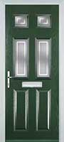 2 Panel 4 Square Enfield Timber Solid Core Door in Green