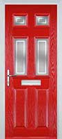 2 Panel 4 Square Enfield Timber Solid Core Door in Poppy Red