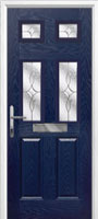 2 Panel 4 Square Flair Timber Solid Core Door in Dark Blue