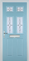 2 Panel 4 Square Flair Timber Solid Core Door in Duck Egg Blue