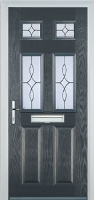 2 Panel 4 Square Flair Timber Solid Core Door in Anthracite Grey