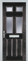2 Panel 4 Square Glazed Timber Solid Core Door in Black Brown