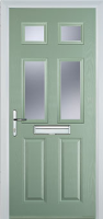 2 Panel 4 Square Glazed Timber Solid Core Door in Chartwell Green