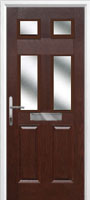 2 Panel 4 Square Glazed Timber Solid Core Door in Darkwood