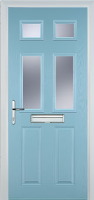 2 Panel 4 Square Glazed Timber Solid Core Door in Duck Egg Blue