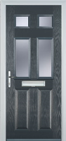 2 Panel 4 Square Glazed Timber Solid Core Door in Anthracite Grey