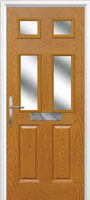 2 Panel 4 Square Glazed Timber Solid Core Door in Oak