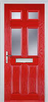 2 Panel 4 Square Glazed Timber Solid Core Door in Poppy Red