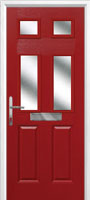 2 Panel 4 Square Glazed Timber Solid Core Door in Red
