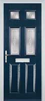 2 Panel 4 Square Staxton Timber Solid Core Door in Dark Blue