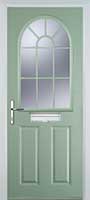 2 Panel Sunburst Timber Solid Core Door in Chartwell Green