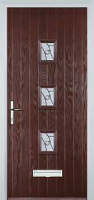 3 Square (centre) Abstract Timber Solid Core Door in Darkwood