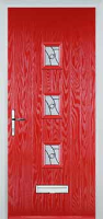 3 Square (centre) Abstract Timber Solid Core Door in Poppy Red
