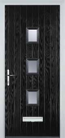 3 Square (centre) Glazed Timber Solid Core Door in Black