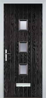 3 Square (centre) Glazed Timber Solid Core Door in Black Brown