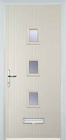 3 Square (centre) Glazed Timber Solid Core Door in Cream