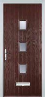 3 Square (centre) Glazed Timber Solid Core Door in Darkwood
