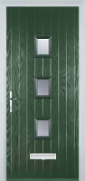 3 Square (centre) Glazed Timber Solid Core Door in Green