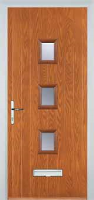 3 Square (centre) Glazed Timber Solid Core Door in Oak
