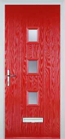 3 Square (centre) Glazed Timber Solid Core Door in Poppy Red