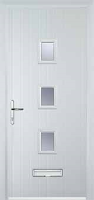 3 Square (centre) Glazed Timber Solid Core Door in White