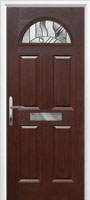 4 Panel 1 Arch Abstract Timber Solid Core Door in Darkwood