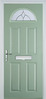 4 Panel 1 Arch Classic Timber Solid Core Door in Chartwell Green