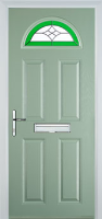 4 Panel 1 Arch Crystal Harmony Timber Solid Core Door in Chartwell Green