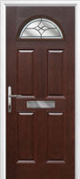 4 Panel 1 Arch Crystal Harmony Timber Solid Core Door in Darkwood