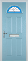 4 Panel 1 Arch Crystal Harmony Timber Solid Core Door in Duck Egg Blue