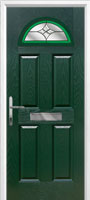 4 Panel 1 Arch Crystal Harmony Timber Solid Core Door in Green