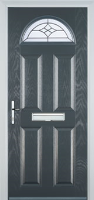 4 Panel 1 Arch Crystal Harmony Timber Solid Core Door in Anthracite Grey