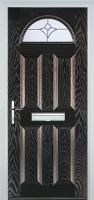 4 Panel 1 Arch Crystal Tulip Timber Solid Core Door in Black Brown
