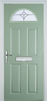 4 Panel 1 Arch Crystal Tulip Timber Solid Core Door in Chartwell Green