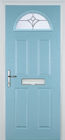 4 Panel 1 Arch Crystal Tulip Timber Solid Core Door in Duck Egg Blue