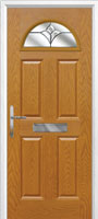 4 Panel 1 Arch Crystal Tulip Timber Solid Core Door in Oak