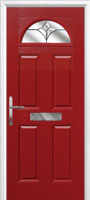 4 Panel 1 Arch Crystal Tulip Timber Solid Core Door in Red