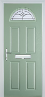 4 Panel 1 Arch Elegance Timber Solid Core Door in Chartwell Green