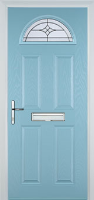 4 Panel 1 Arch Elegance Timber Solid Core Door in Duck Egg Blue