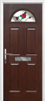 4 Panel 1 Arch English Rose Timber Solid Core Door in Darkwood