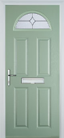 4 Panel 1 Arch Flair Timber Solid Core Door in Chartwell Green