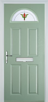 4 Panel 1 Arch Fleur Timber Solid Core Door in Chartwell Green