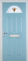 4 Panel 1 Arch Fleur Timber Solid Core Door in Duck Egg Blue