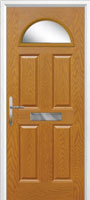 4 Panel 1 Arch Glazed Timber Solid Core Door in Oak