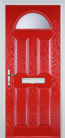 4 Panel 1 Arch Glazed Timber Solid Core Door in Poppy Red