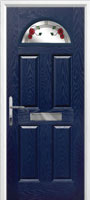 4 Panel 1 Arch Mackintosh Rose Timber Solid Core Door in Dark Blue