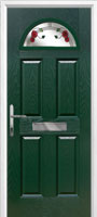 4 Panel 1 Arch Mackintosh Rose Timber Solid Core Door in Green