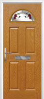 4 Panel 1 Arch Mackintosh Rose Timber Solid Core Door in Oak