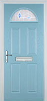 4 Panel 1 Arch Murano Timber Solid Core Door in Duck Egg Blue
